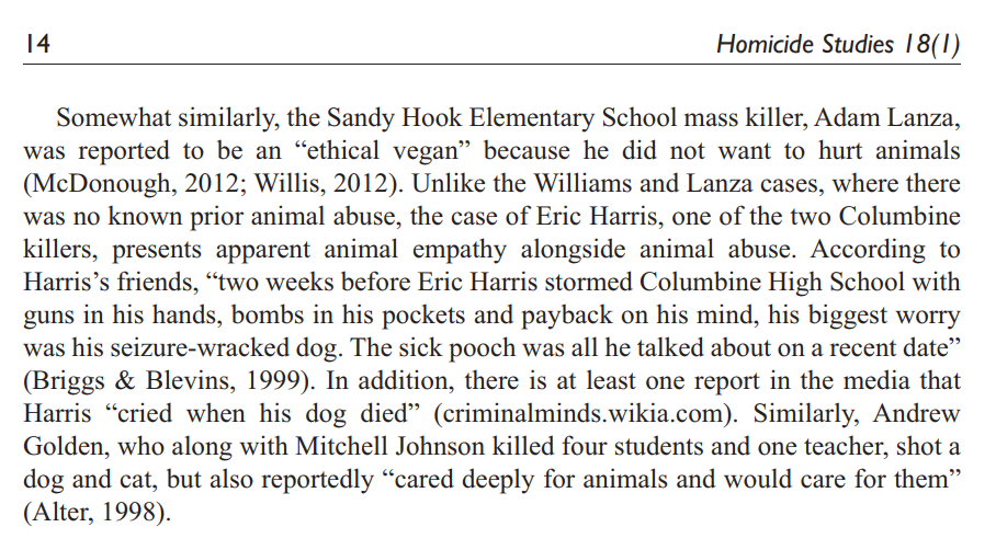 Animal Abuse as a Warning Sign of School Massacres