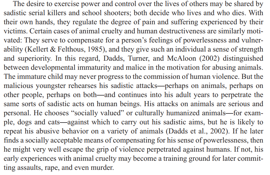 Animal Abuse as a Warning Sign of School Massacres