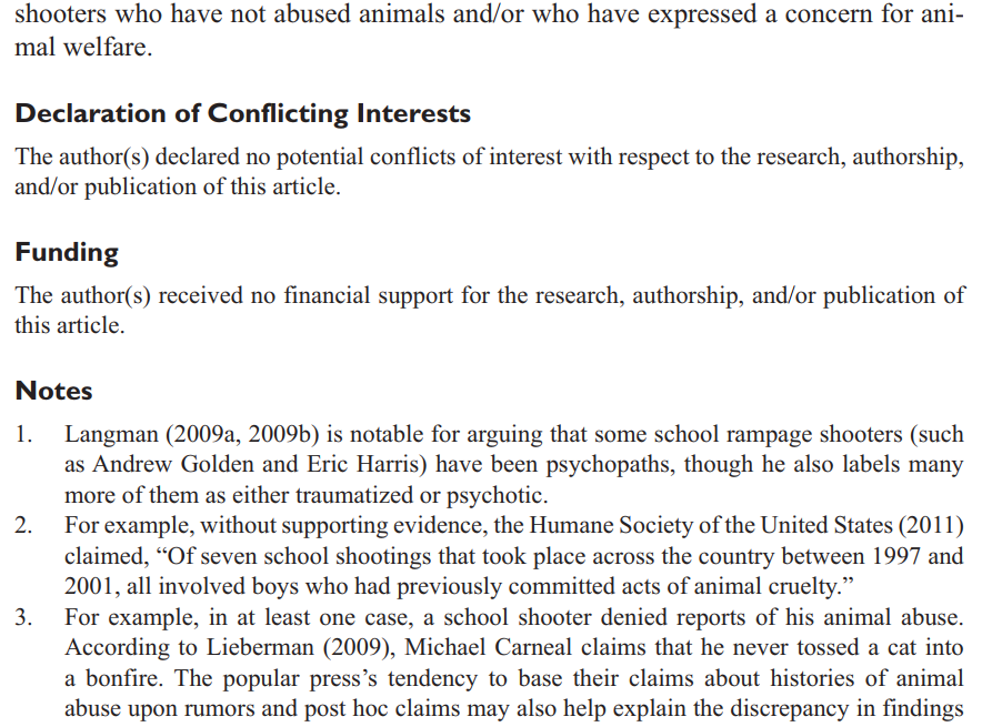 Animal Abuse as a Warning Sign of School Massacres