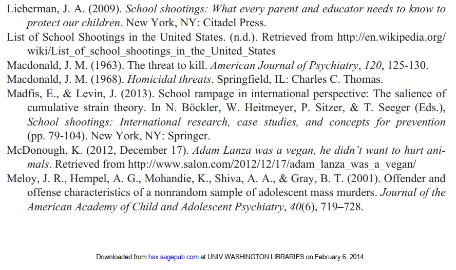 Animal Abuse as a Warning Sign of School Massacres