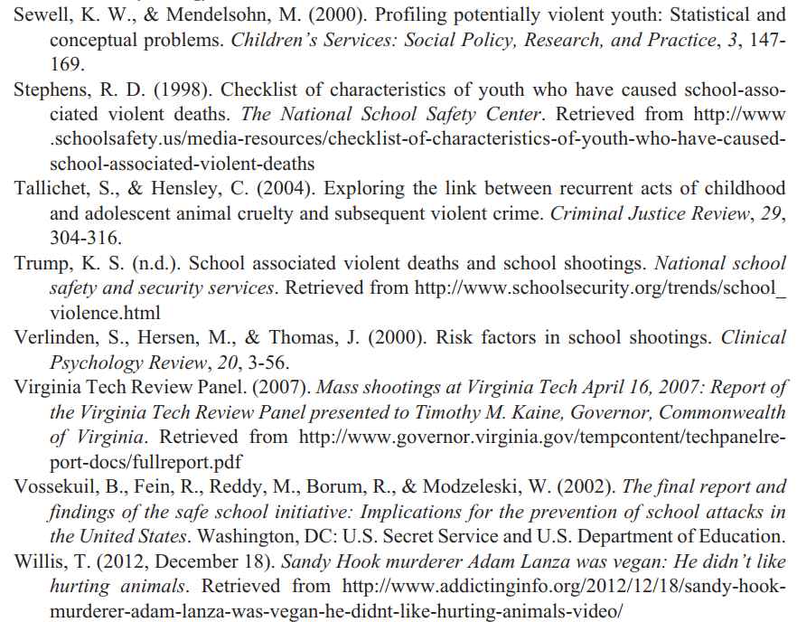 Animal Abuse as a Warning Sign of School Massacres