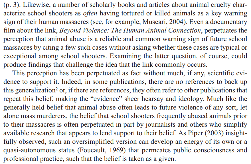 Animal Abuse as a Warning Sign of School Massacres